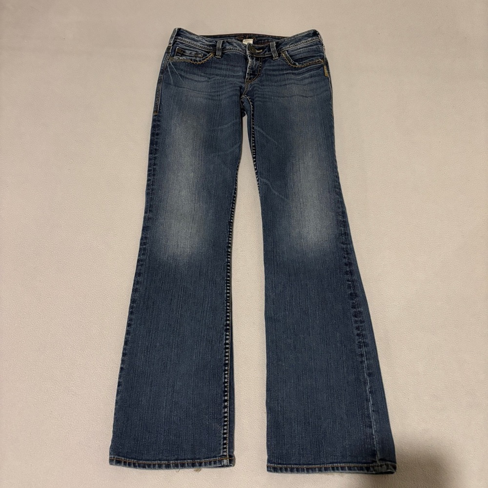 Silver Jeans Toni Mid Rise Bootcut Jeans 29x33 Medium Wash Blue Grunge Y2K Chic